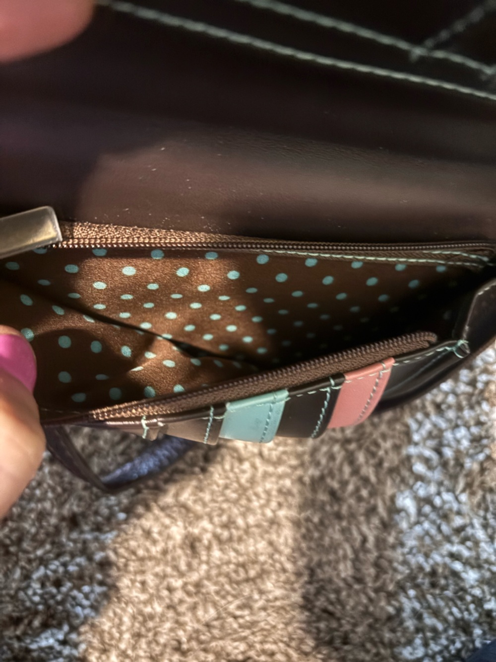 Chala Black Crossbody with Pink Rose Applique and Green Leaves - Picture 6 of 6